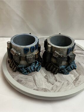 Vintage 1997 Vanmark Blue Hats of Bravery Police Pencil Holders Set of 2